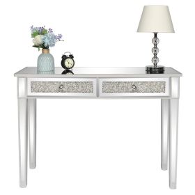 106*38*76cm Modern Mirror Two-Pump Computer Table Silver
