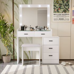 White color adjustable dressing table with 4 drawers
