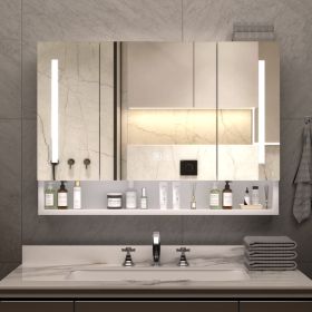 Modern 39x28 inches bathroom cabinets, medicine cabinets with mirrors and LED lights, bathroom storage cabinet with multilevel storage compartmen
