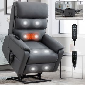 Grey Cat-proof Leather Dual Motor Infinite Position Up to 350 LBS Power Lift Recliner Chair with Power-Remote