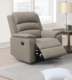 Modern Light Brown Color Burlap Fabric Recliner Motion Recliner Chair 1pc Couch Manual Motion Living Room Furniture