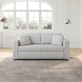 75.6" Soft Rabbit Plush Modular 2-person Sofa - Highly Comfortable with Distinctive Design. Perfect for Bedroom & Living Room. Light gray. Modern