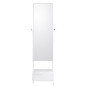 VEVOR Mirror Jewelry Cabinet Standing Mirror with Storage Full Length White