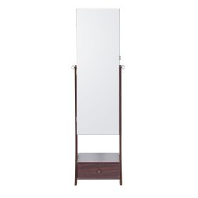VEVOR Mirror Jewelry Cabinet Standing Mirror with Storage Full Length Brown