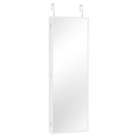 VEVOR Mirror Jewelry Cabinet 42.52in Lockable Wall or Door Mounted Armoire White